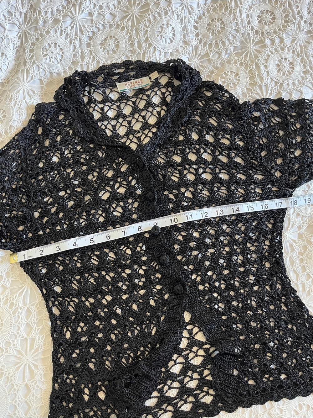 Vintage Jeremy Scott Bremar black crocheted cardigan top - Picture 3 of 8